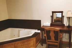 Desk, laptop workspace, blackout drapes, soundproofing