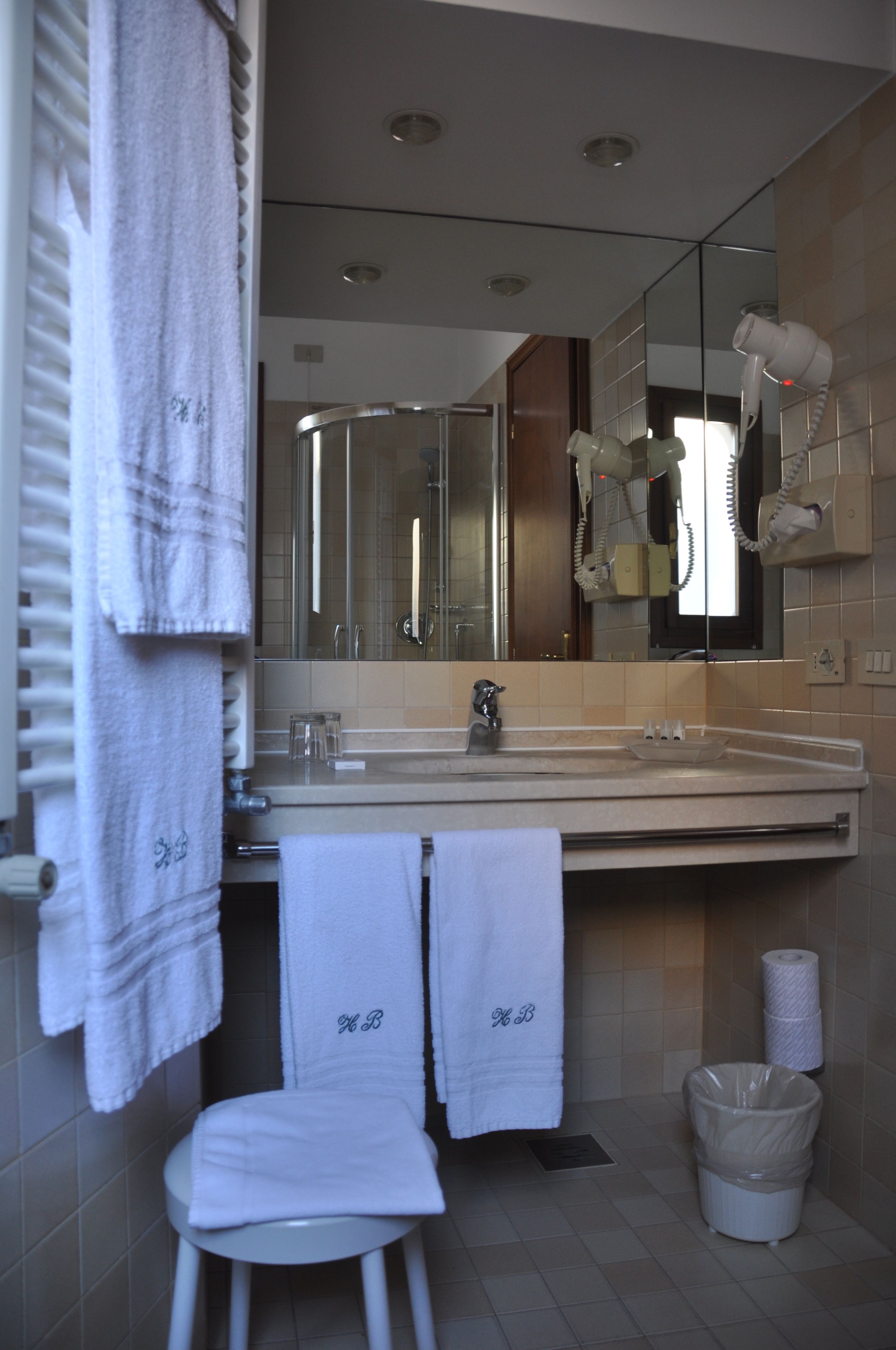 free toiletries, hair dryer, bidet, towels