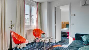 Appartement - Minibar soft offert, plateau de courtoisie, Chromecast - Presse digitale | Coin séjour