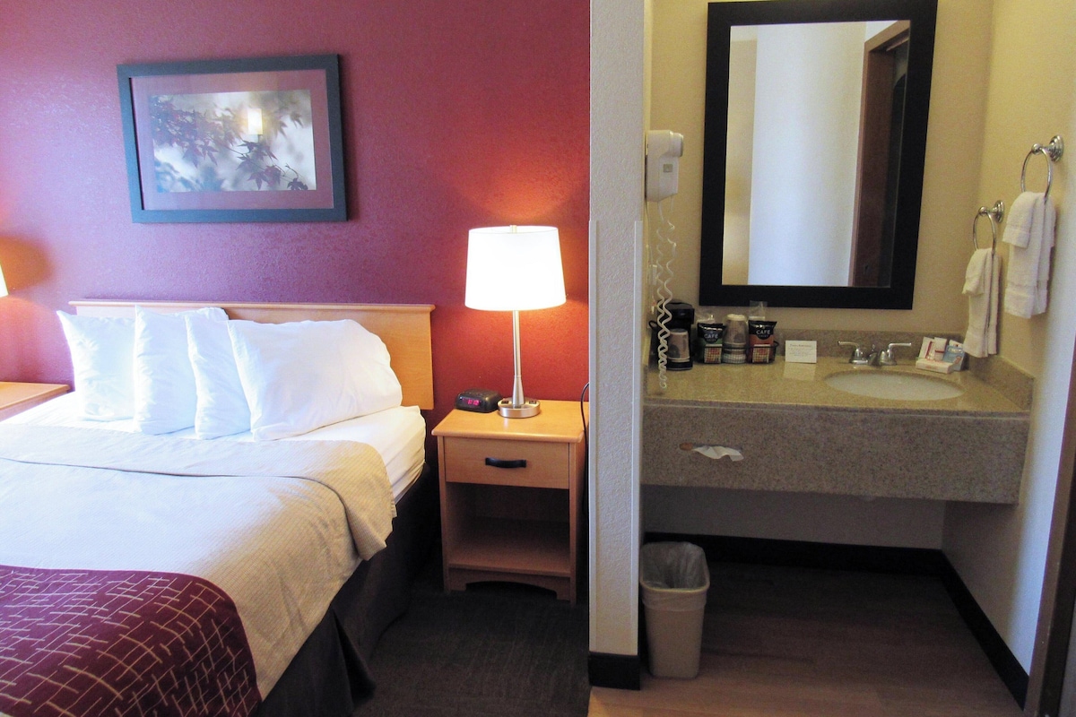 Escritorio, cortinas blackout, wifi gratis y ropa de cama 