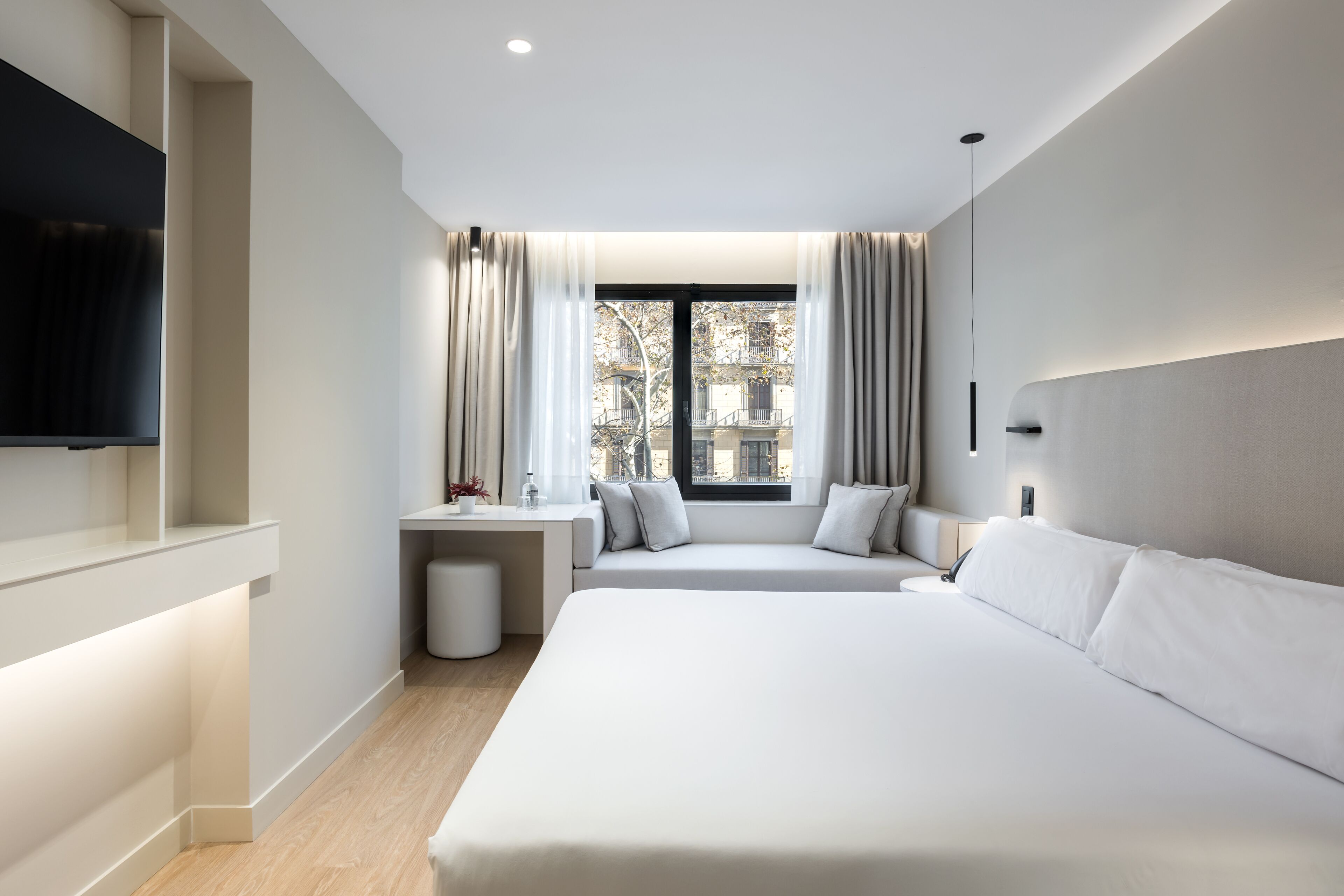 design ramblas view | 1 bedroom, premium bedding, down duvets, pillow-top beds
