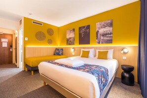 Premium bedding, individually furnished, blackout curtains