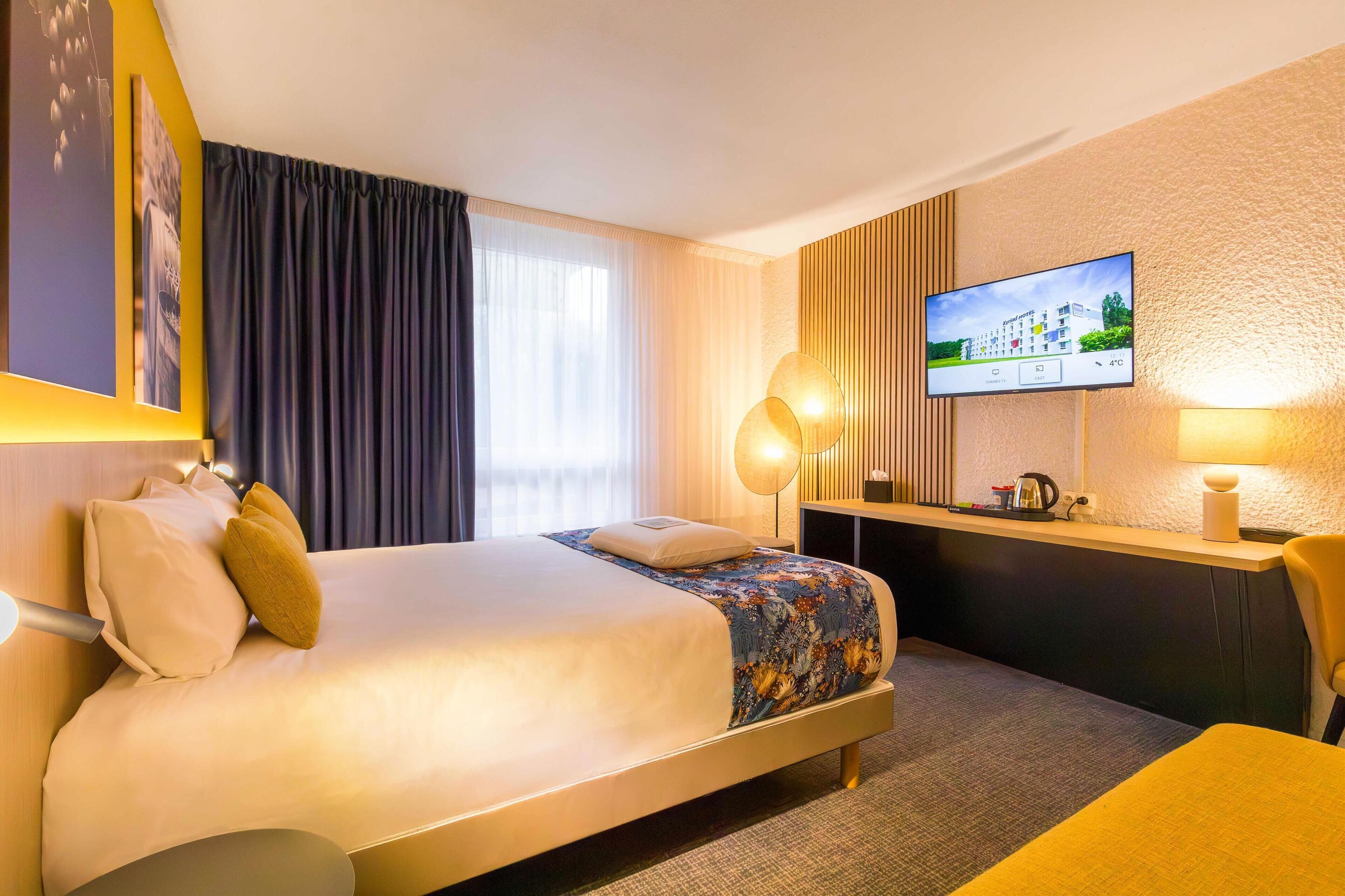 Roupas de cama premium, individualmente mobiliados, cortinas blackout