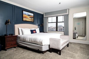 Egyptian cotton sheets, premium bedding, desk, laptop workspace