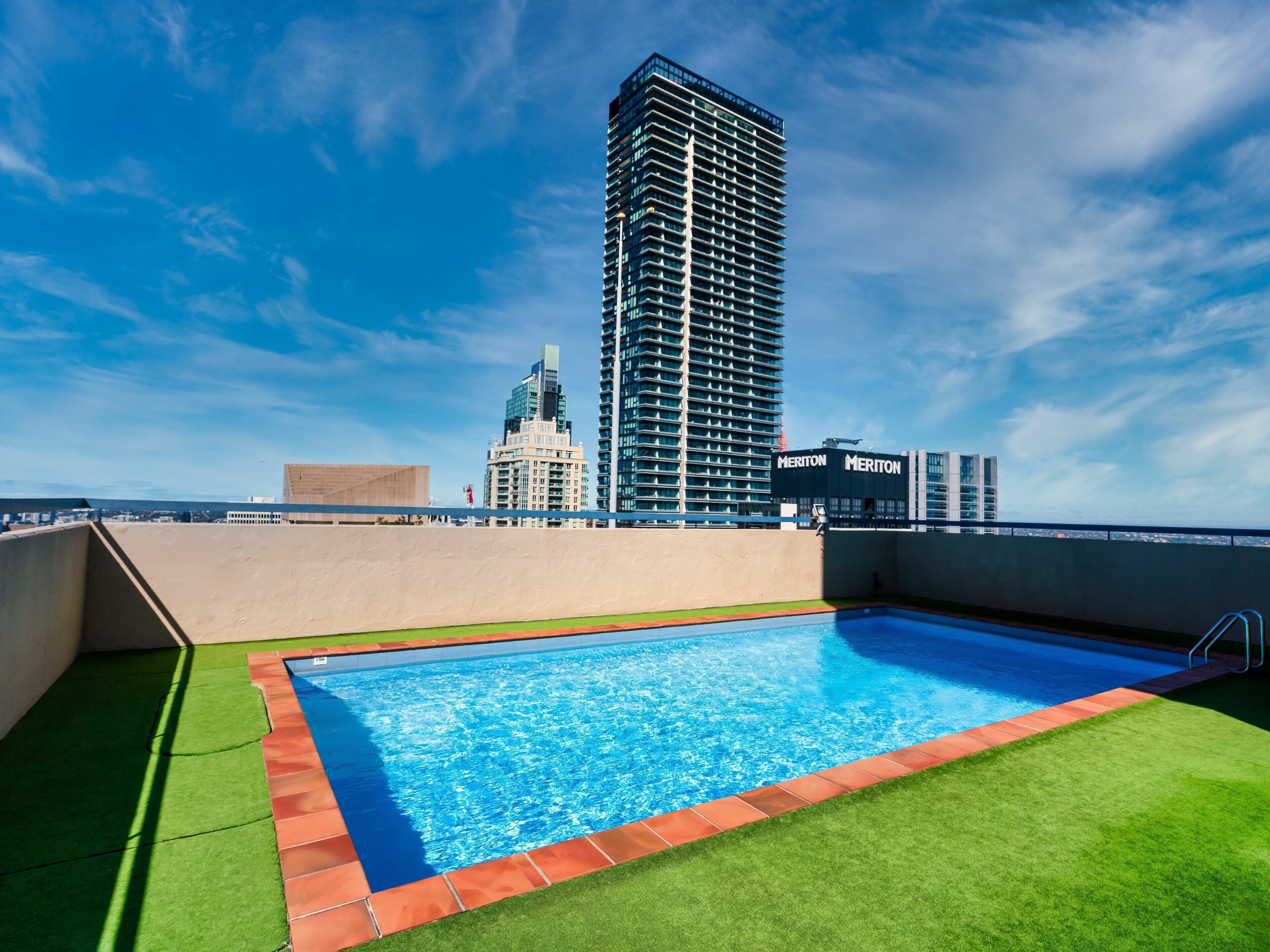 Outdoor pool, sun loungers