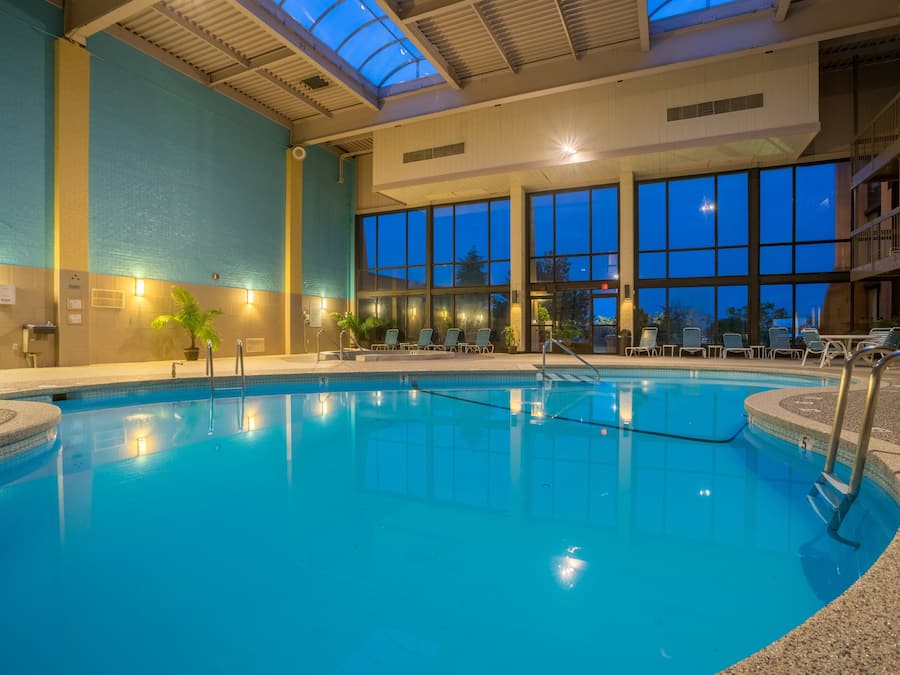 Indoor pool, outdoor pool, open 9:00 AM to 10:00 PM, sun loungers