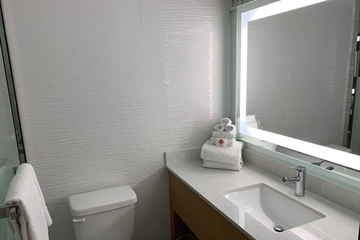 Bathroom | Combined shower/tub, free toiletries, hair dryer, towels