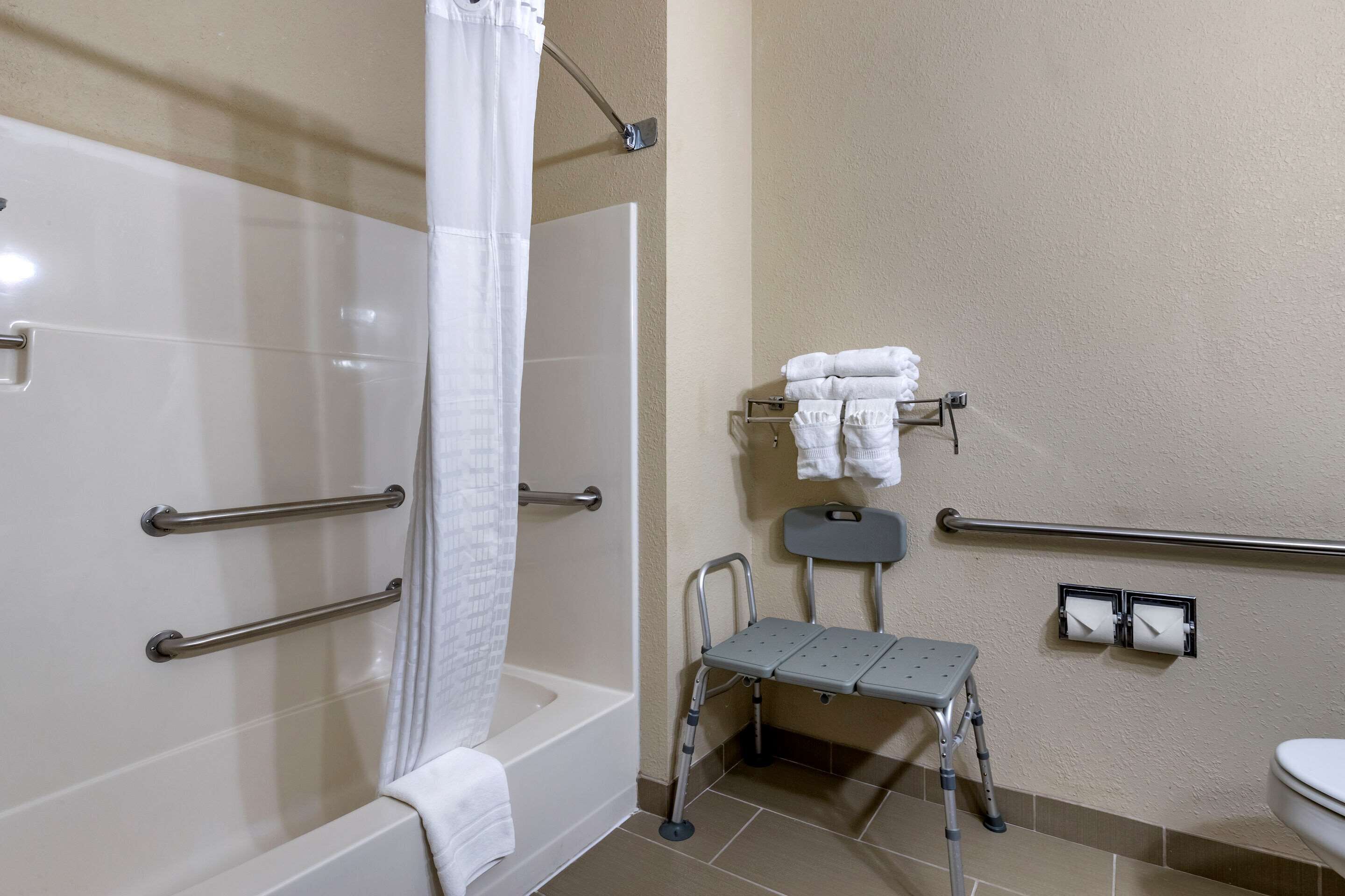 room, 1 queen bed, accessible, non smoking | bathroom | eco-friendly toiletries, hair dryer, towels