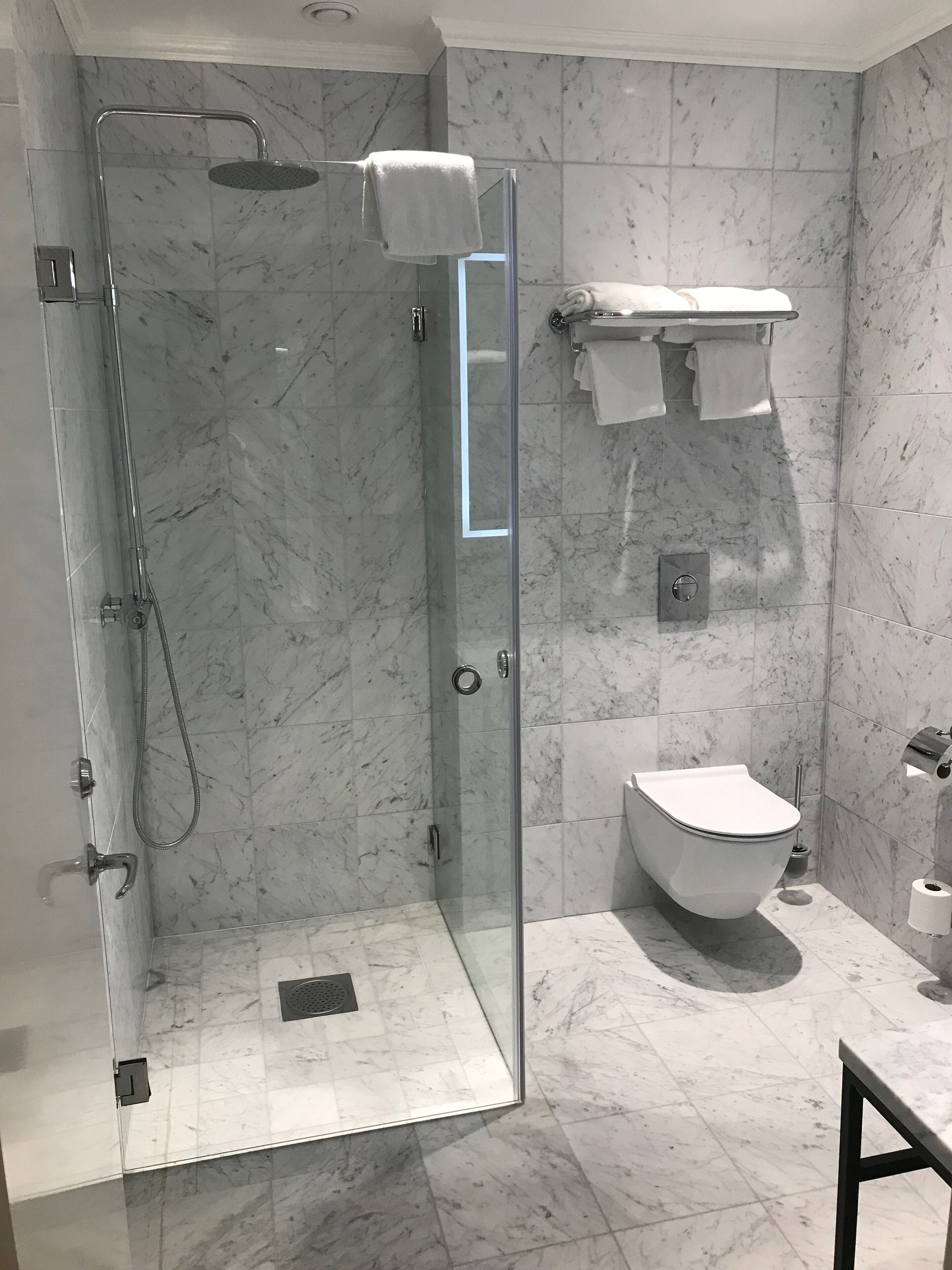 standard double no window - lilla hotellet | bathroom | eco-friendly toiletries, hair dryer, towels