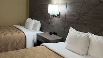 Standard Room, 2 Queen Beds, Non Smoking | Premium bedding, in-room safe, laptop workspace, iron/ironing board