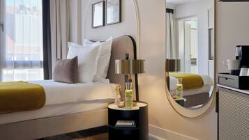 In-room safe, desk, laptop workspace, blackout drapes