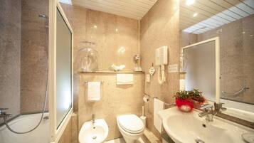 Free toiletries, hair dryer, bidet, towels