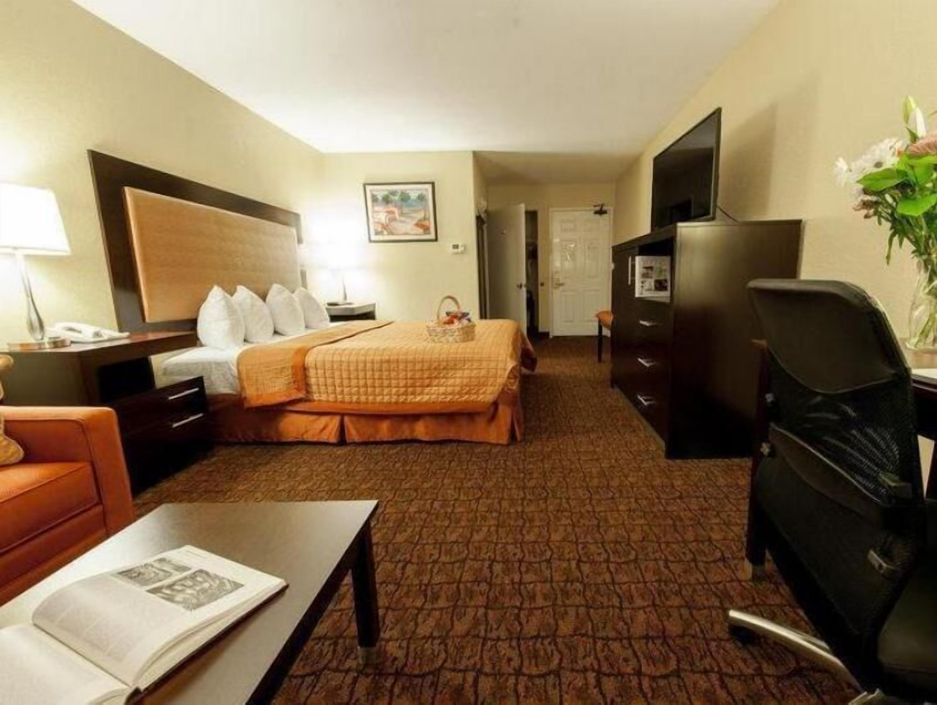Desk, laptop workspace, iron/ironing board, cribs/infant beds
