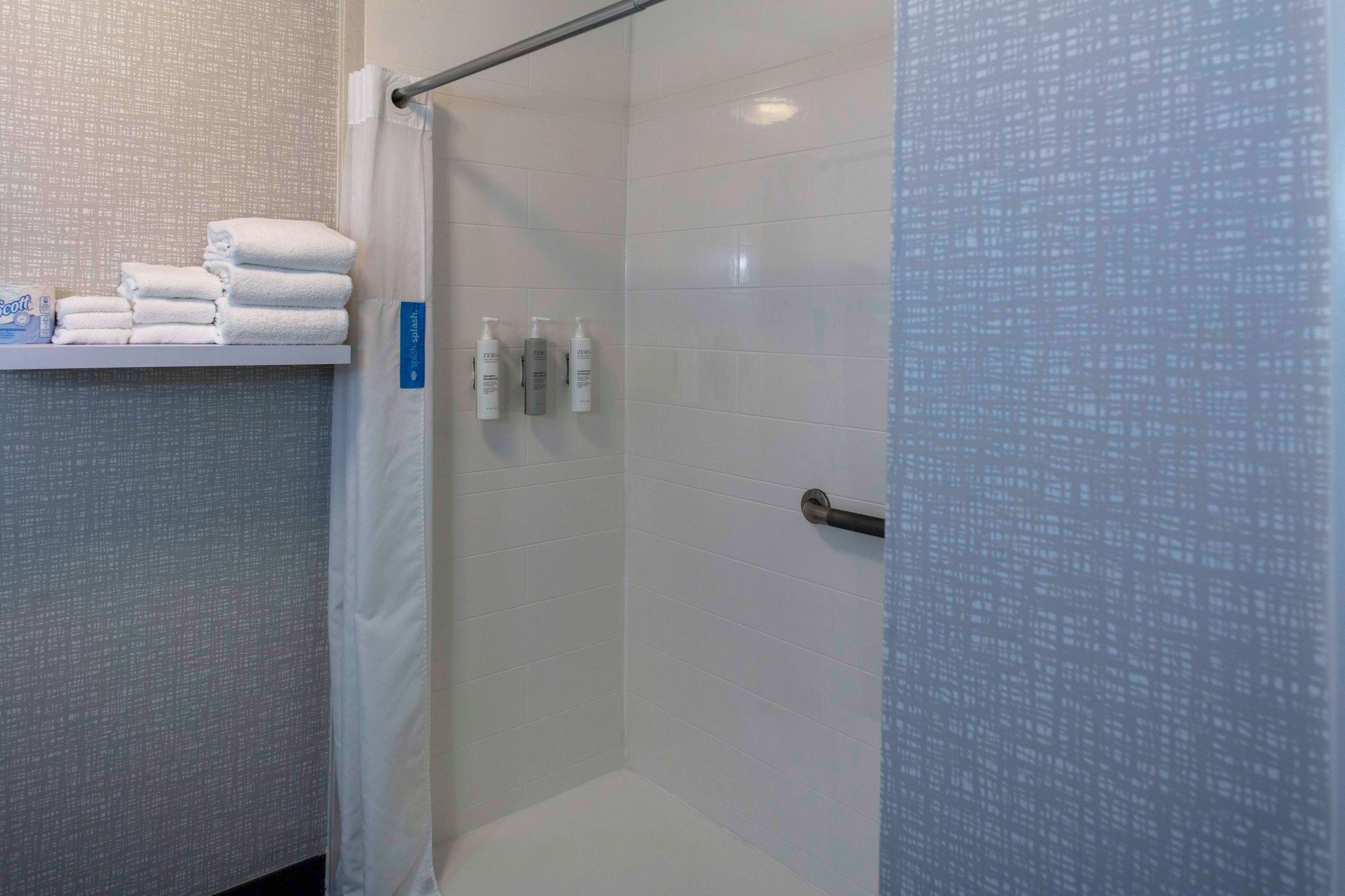 room, roll in shower, accessible, non smoking | bathroom | separate bathtub and shower, hydromassage showerhead, free toiletries