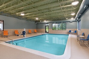 Indoor pool, outdoor pool, sun loungers