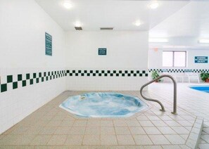 Indoor pool, open 9 AM to 10 PM, sun loungers