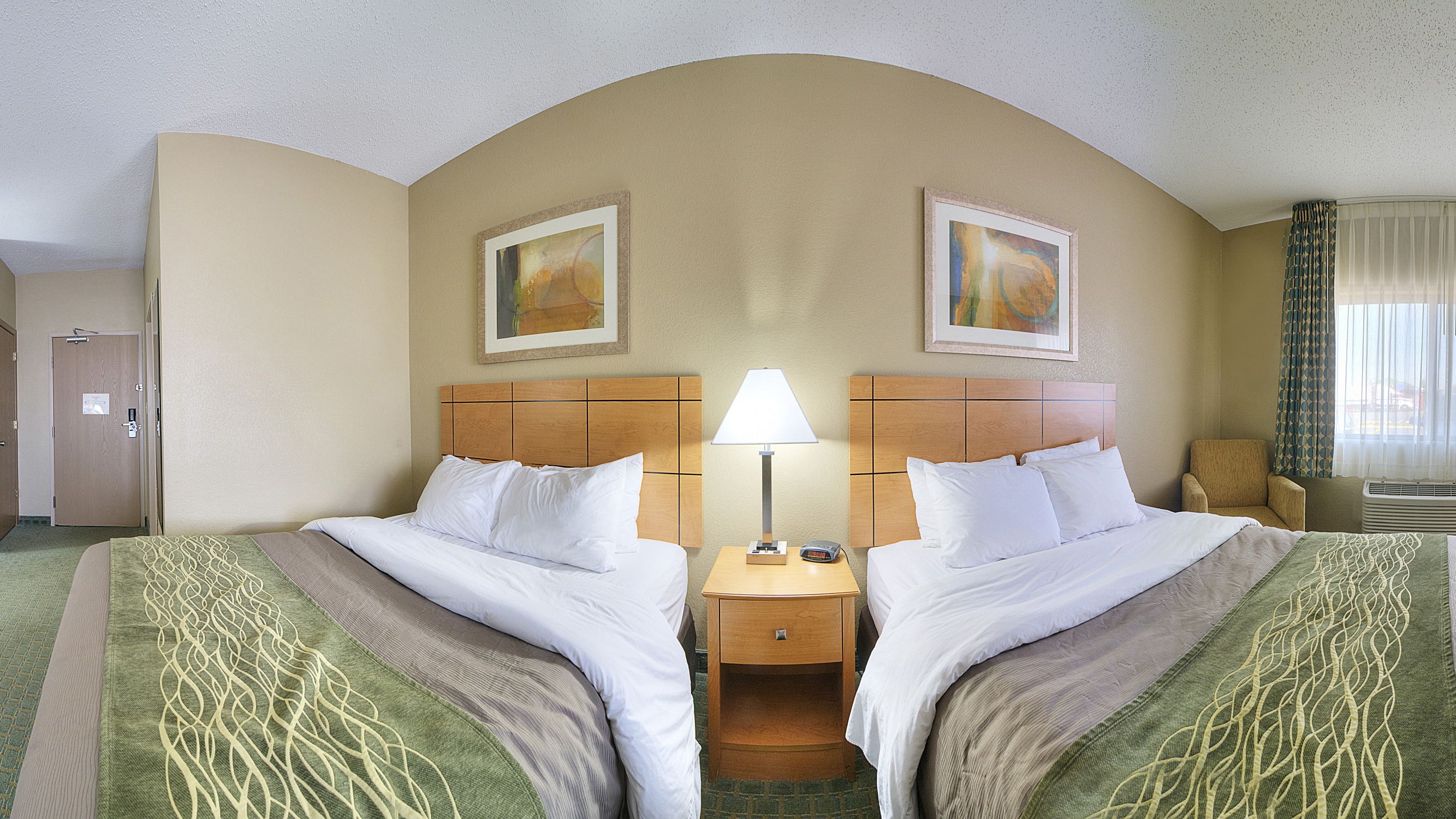 standard room, 2 queen beds, non smoking | desk, blackout curtains, iron/ironing board, free cots/infant beds