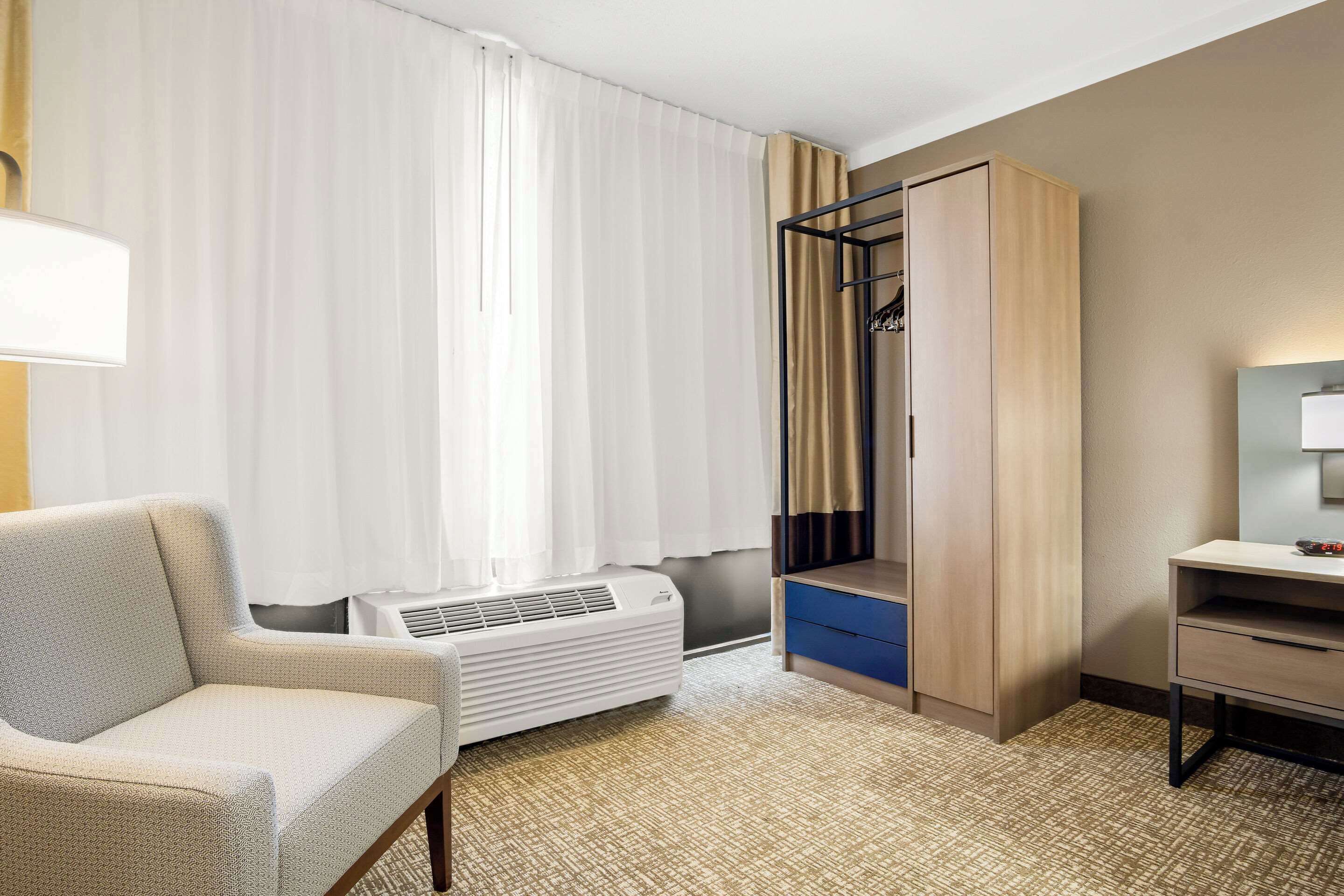 blackout curtains, iron/ironing board, free cots/infant beds