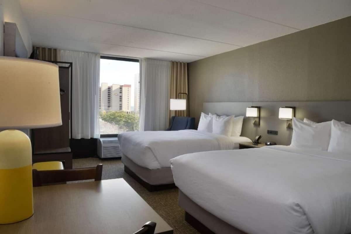 Blackout curtains, iron/ironing board, free cots/infant beds