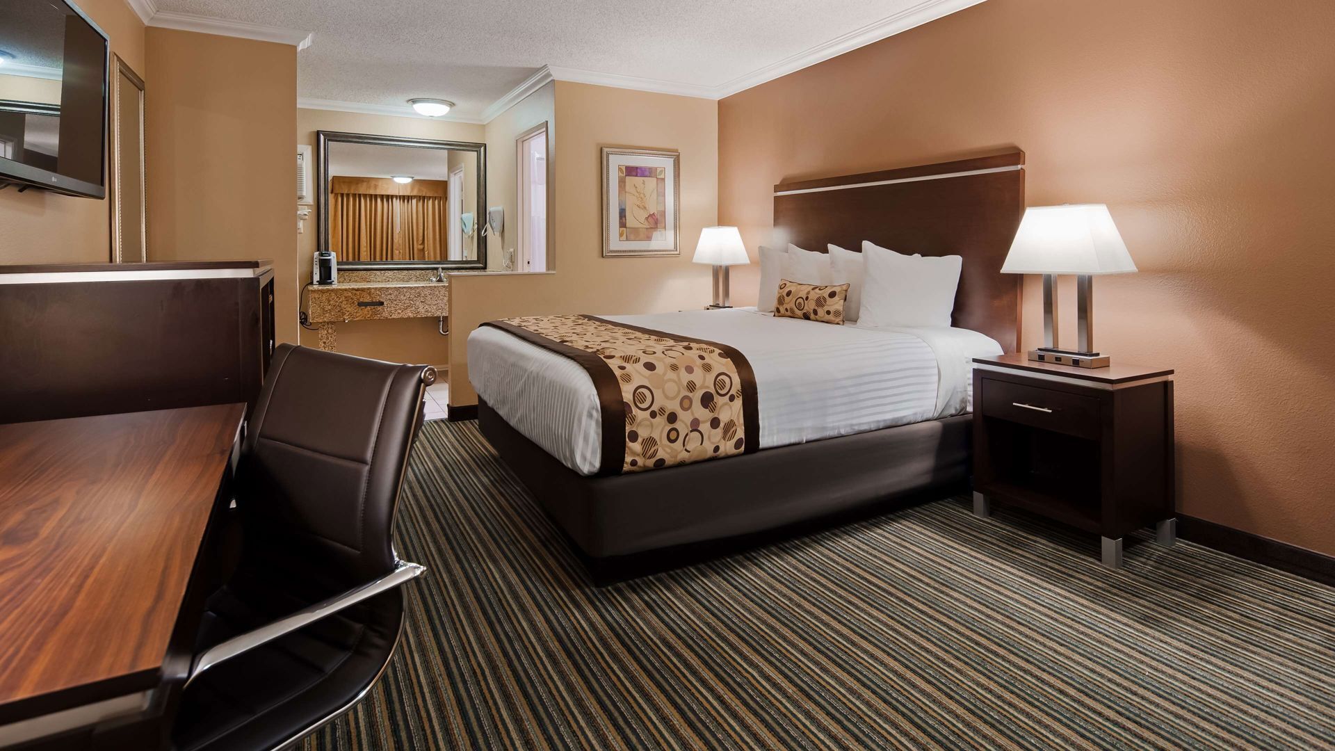 In-room safe, desk, laptop workspace, iron/ironing board