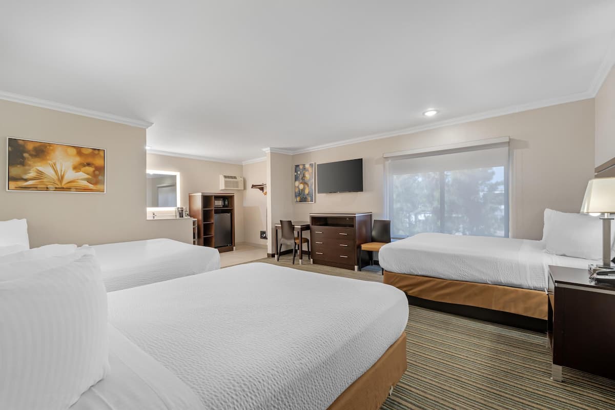 Standard Room, Multiple Beds, Non Smoking, Refrigerator & Microwave | In-room safe, desk, laptop workspace, iron/ironing board