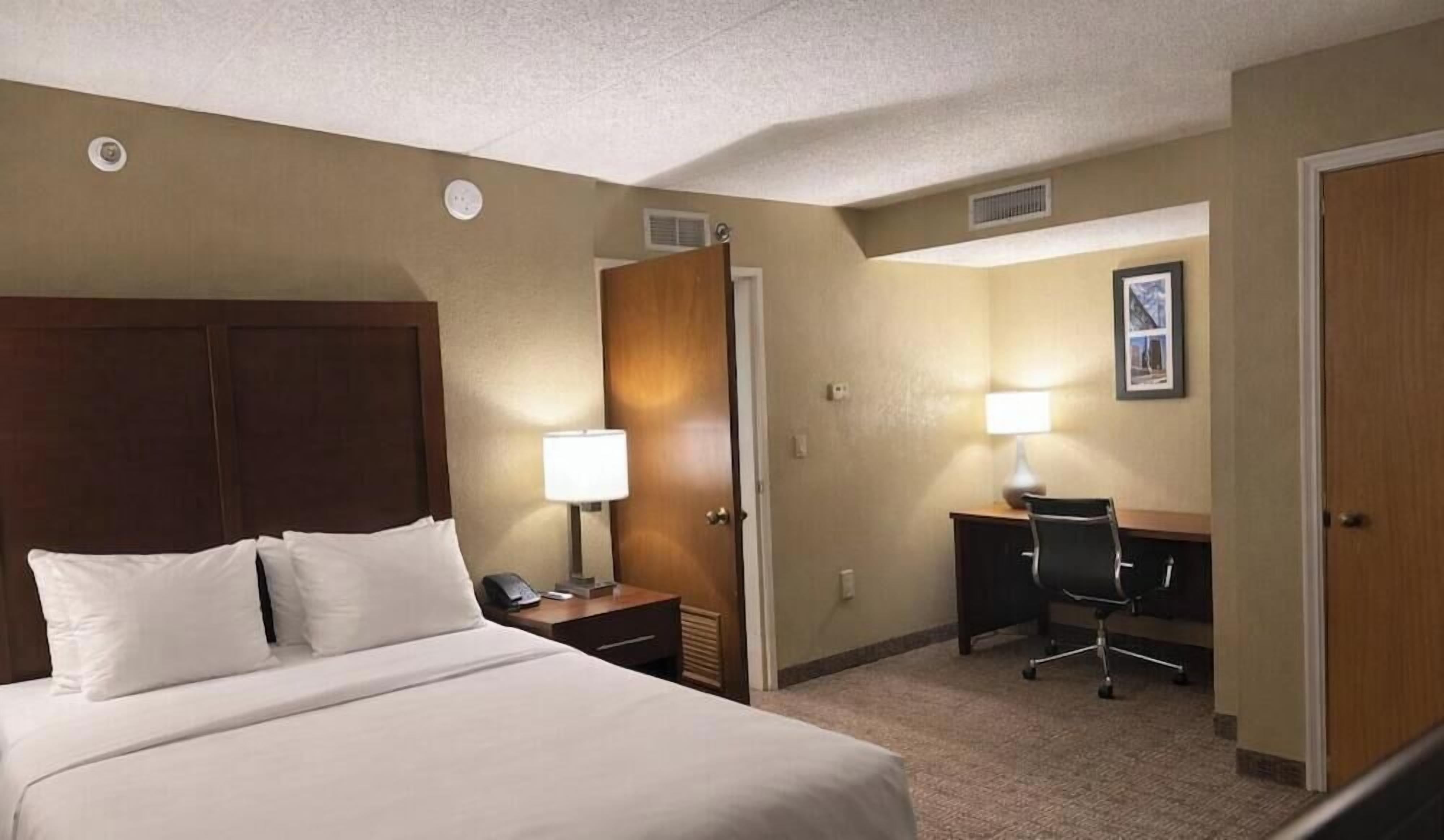 In-room safe, desk, laptop workspace, blackout drapes