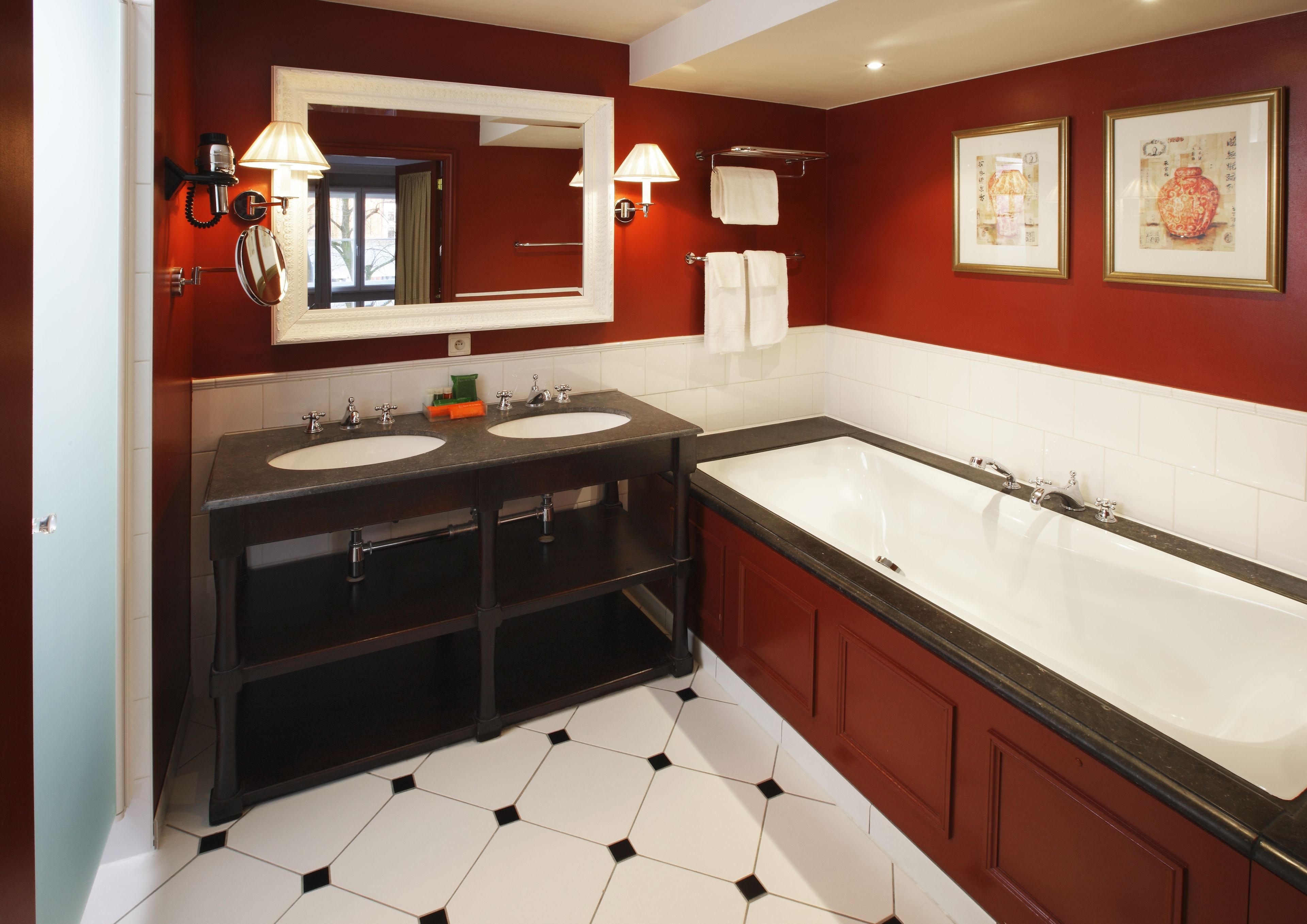 deep-soaking bathtub, rainfall showerhead, eco-friendly toiletries