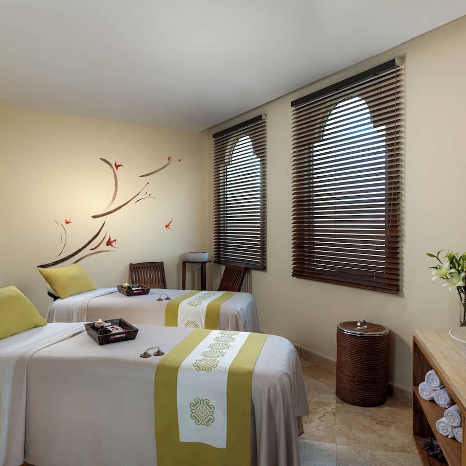 Outdoor treatment areas, sauna, hot tub, body treatments, mud baths