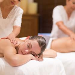 Outdoor treatment areas, sauna, hot tub, body treatments, mud baths