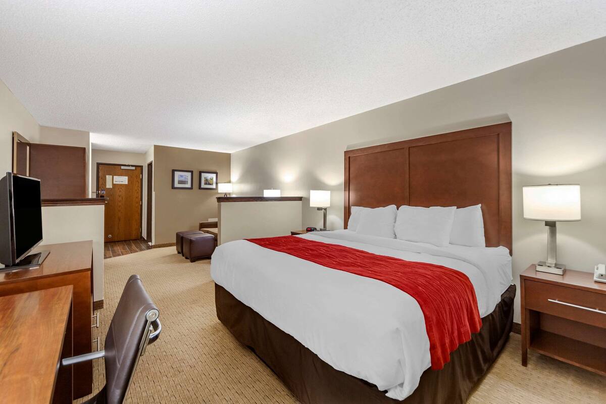 Suite, 1 King Bed with Sofa bed, Non Smoking | Premium bedding, blackout drapes, iron/ironing board, WiFi (free)