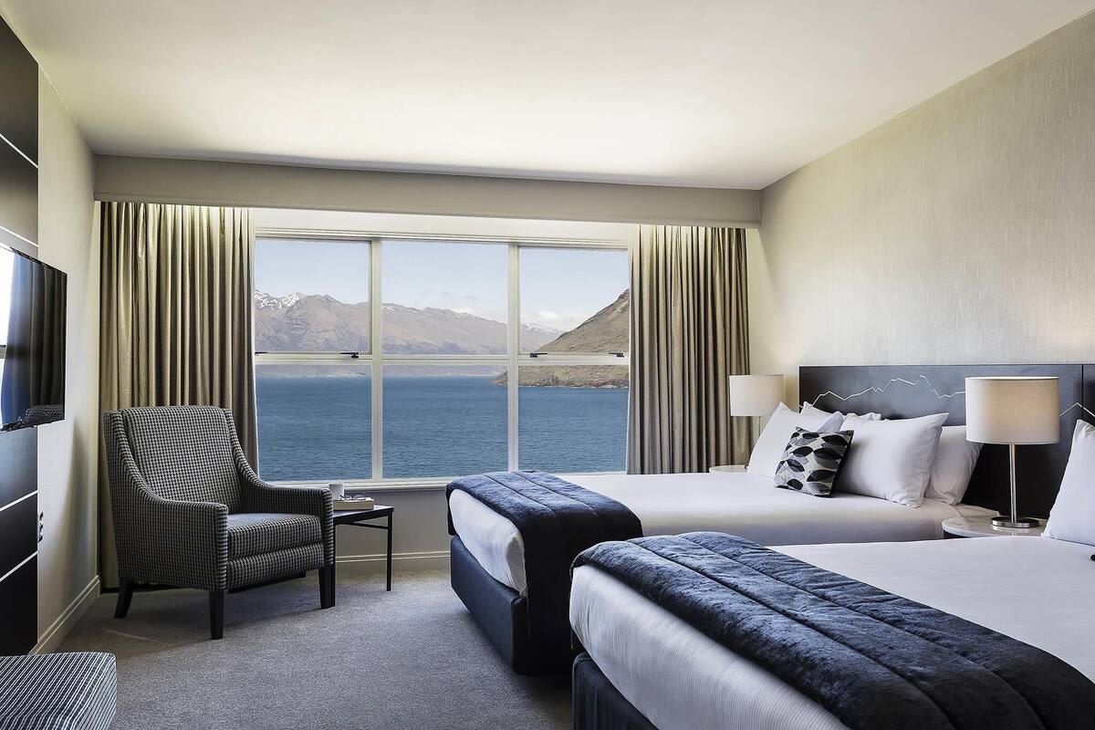 superior room, 2 queen beds, lake view | in-room safe, individually furnished, desk, blackout curtains