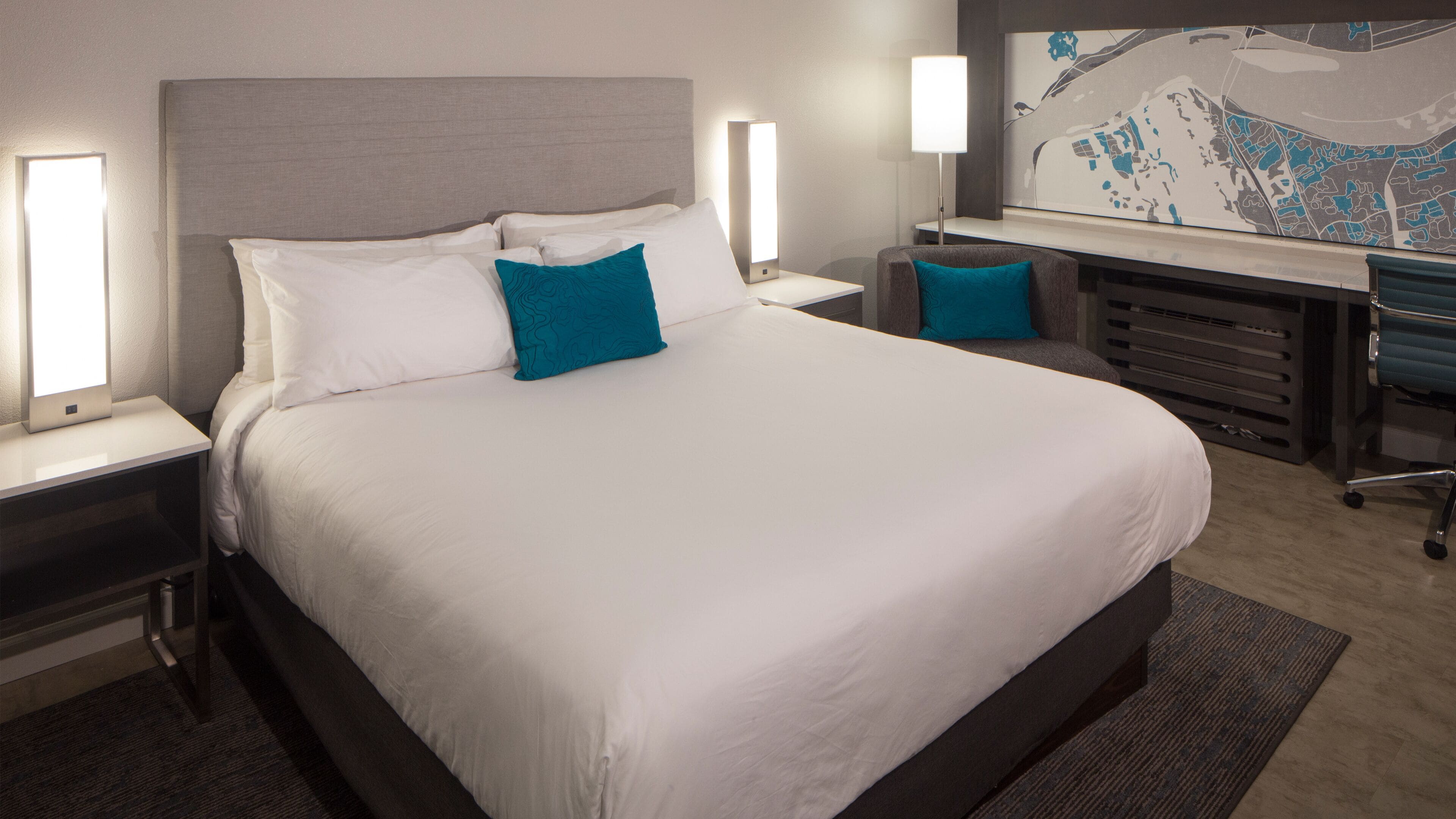 premium bedding, tempur-pedic beds, blackout curtains, soundproofing