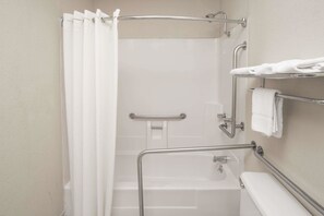 Room, 1 King Bed, Accessible, Non Smoking | Bathroom | Combined shower/tub, free toiletries, hair dryer, towels