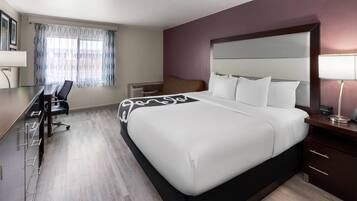 Premium bedding, desk, blackout drapes, iron/ironing board