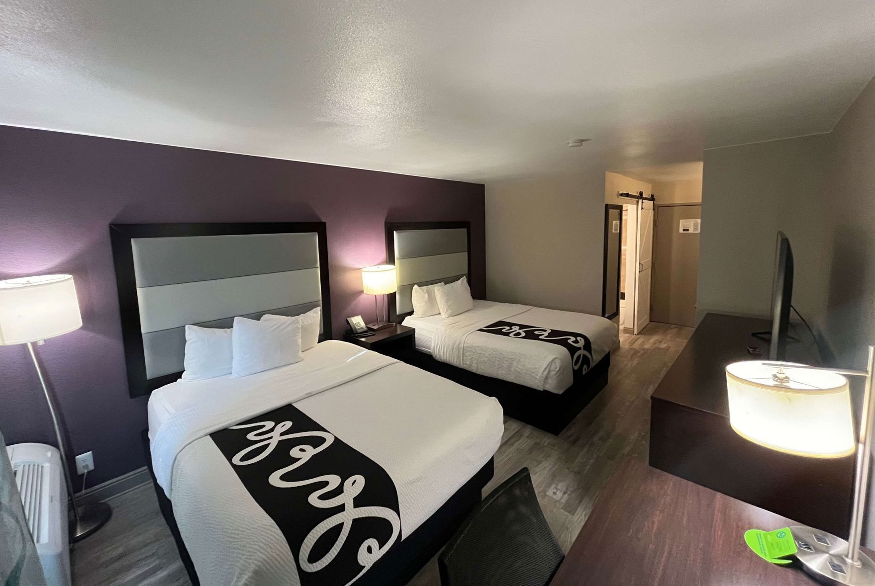 Premium bedding, desk, blackout drapes, iron/ironing board