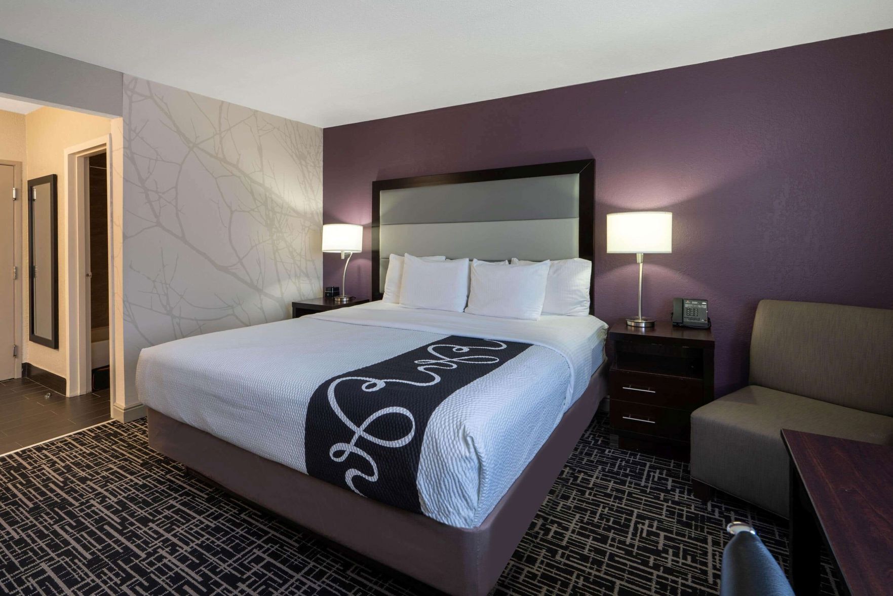 Premium bedding, desk, blackout drapes, iron/ironing board