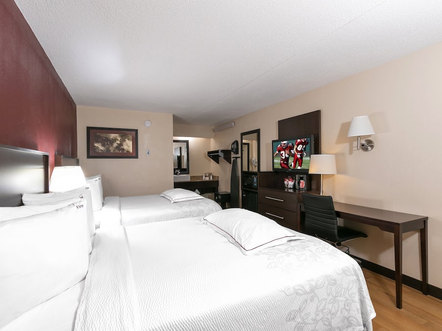 Premium Room, 2 Double Beds (Upgraded Bedding & Snack, Smoke Free) | Desk, laptop workspace, blackout drapes, free cribs/infant beds