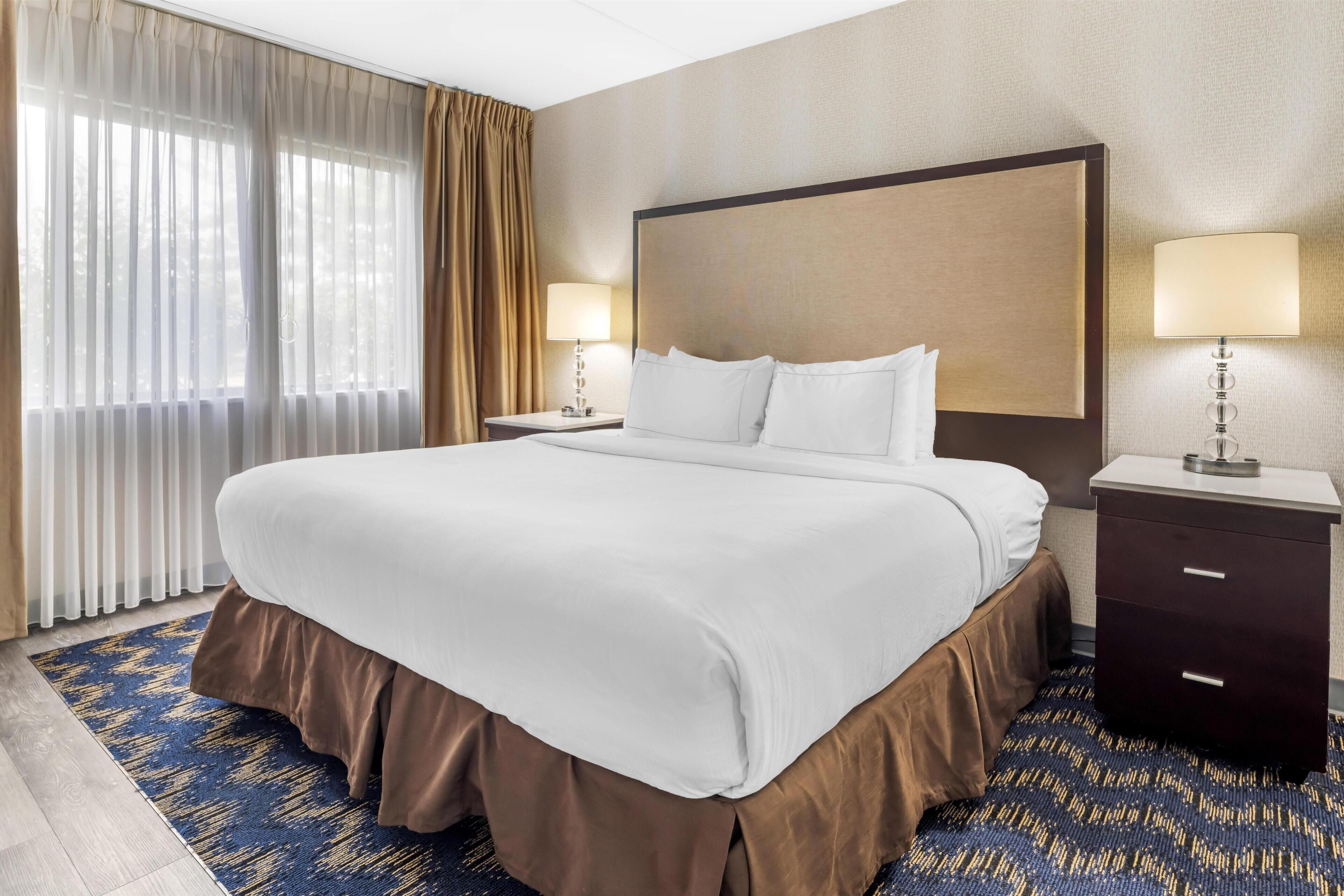 Hypo-allergenic bedding, in-room safe, desk, laptop workspace