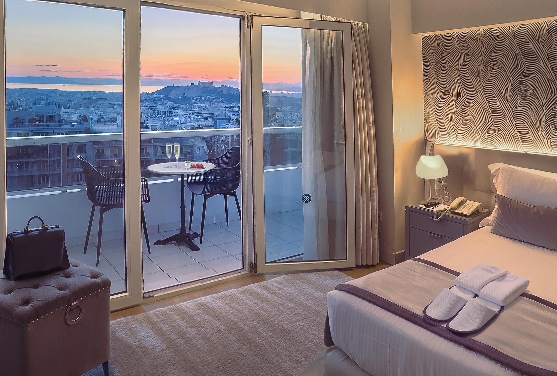 Premium Room with Private Balcony and Panoramic Acropolis View | Premium bedding, minibar, in-room safe, individually decorated