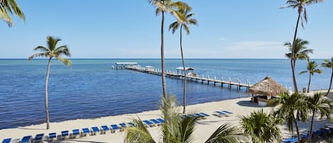 Plage privée, chaises longues, parasols, serviettes de plage