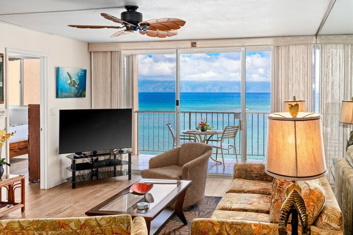 Condo, 1 Bedroom, Ocean View (Unit 606 ,1Bath) | Living area | 65-inch Smart TV with cable channels