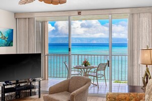 Condo, 1 Bedroom, Ocean View (Unit 606 ,1Bath) | Living area | 65-inch Smart TV with cable channels