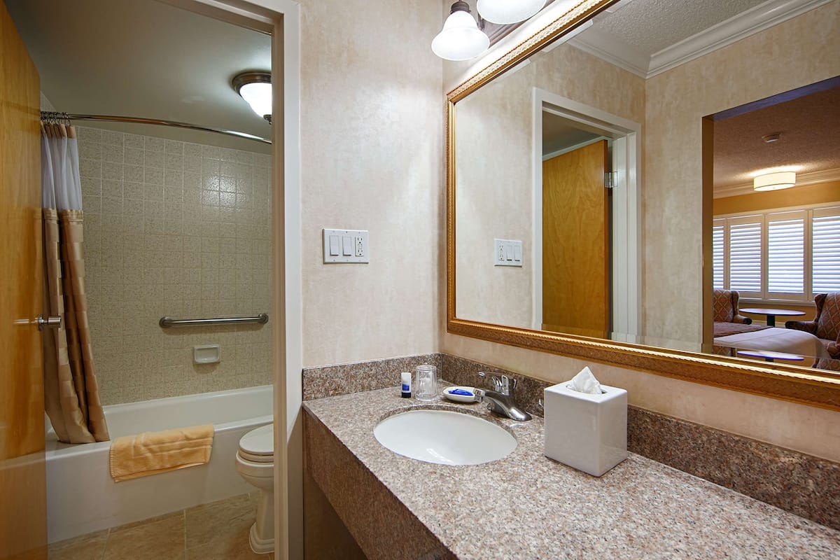 1 bedroom, desk, laptop workspace, iron/ironing board