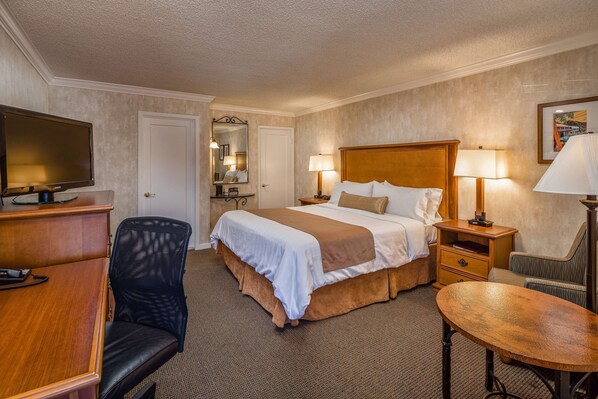 1 bedroom, desk, laptop workspace, iron/ironing board