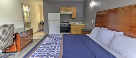 Desk, blackout curtains, soundproofing, iron/ironing board