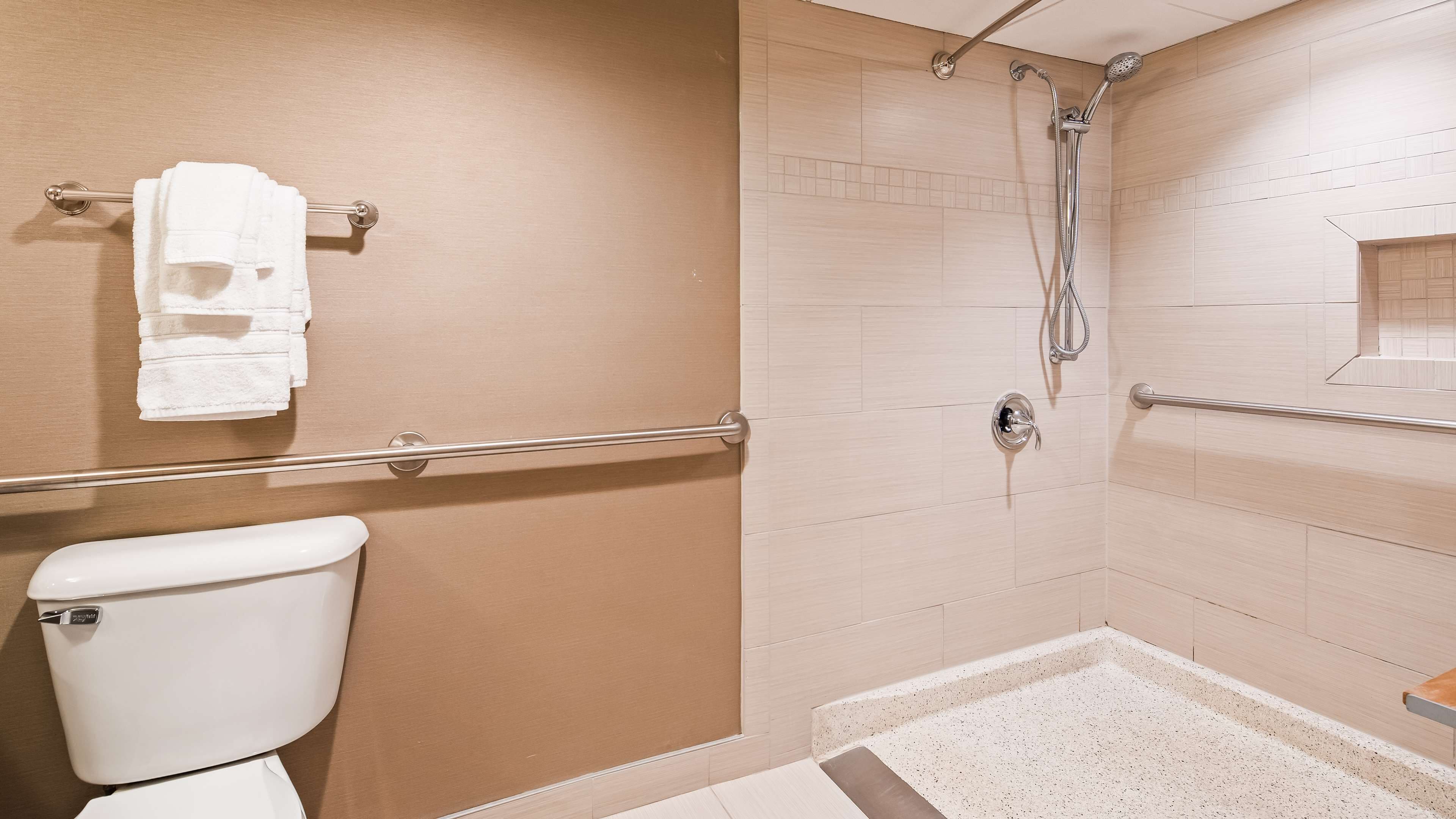 free toiletries, hair dryer, towels