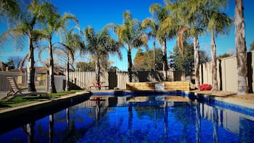 Outdoor pool, sun loungers