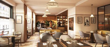 Serveert lunch en diner, internationale gerechten