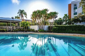 Outdoor pool, sun loungers