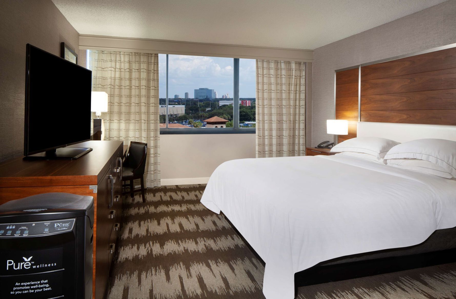 Premium bedding, down comforters, pillowtop beds, desk